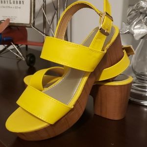 Yellow Platform Block Heel Sandal